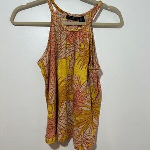 Tahari Yellow and Pink Tank Top with High Neckline